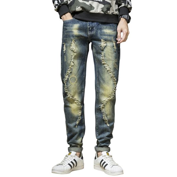 2020 men's fashion ripped jeans men tide brand slim straight trousers size hole casual denim personality beggar feet pants, Blue
2020 men's fashion ripped jeans men tide brand slim straight trousers size hole casual denim personality beggar feet pants, Blue