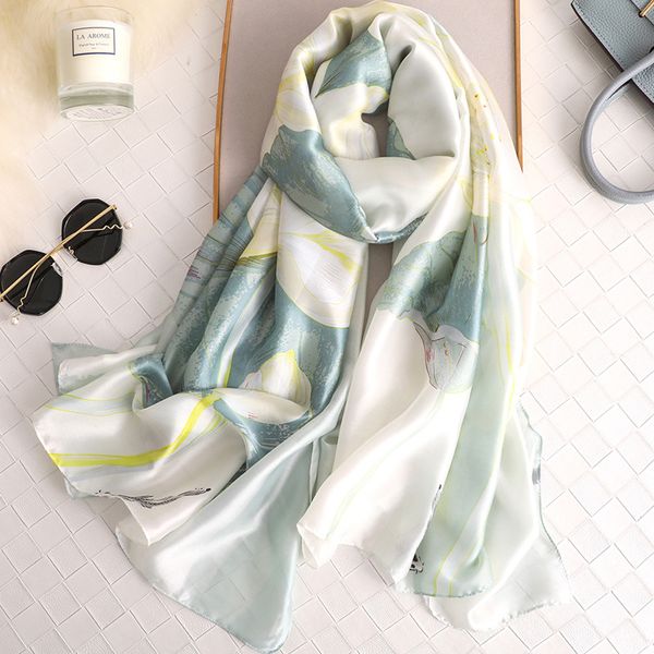 women silk scarf sunscreen fashion print female foulard hijab travel shawls and wraps beach stole, Blue;gray
women silk scarf sunscreen fashion print female foulard hijab travel shawls and wraps beach stole, Blue;gray