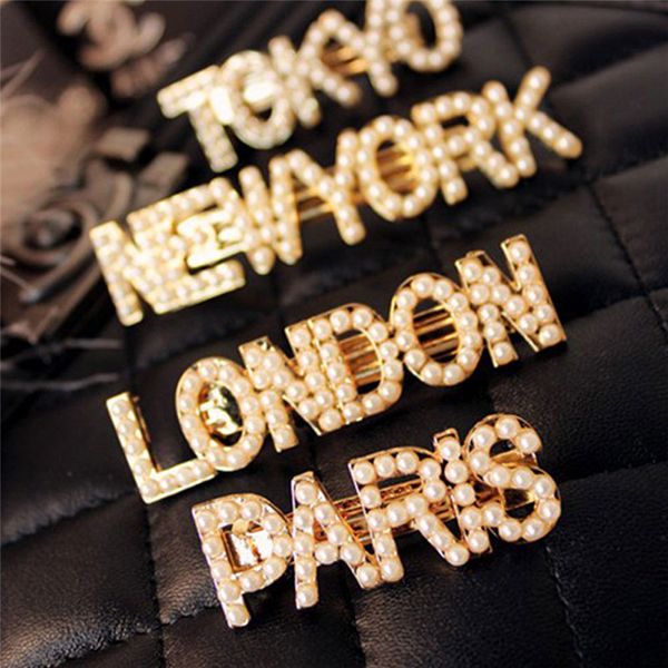 1 pc city letter pearls metal hair clip women barrette new york tokyo paris london pearls headwear
1 pc city letter pearls metal hair clip women barrette new york tokyo paris london pearls headwear