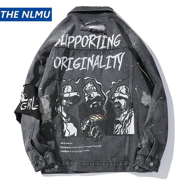 2019 autumn denim jacket men hole funny print grey jeans coat mens vintage jackets streetwear fashion male hz229, Black;brown
2019 autumn denim jacket men hole funny print grey jeans coat mens vintage jackets streetwear fashion male hz229, Black;brown