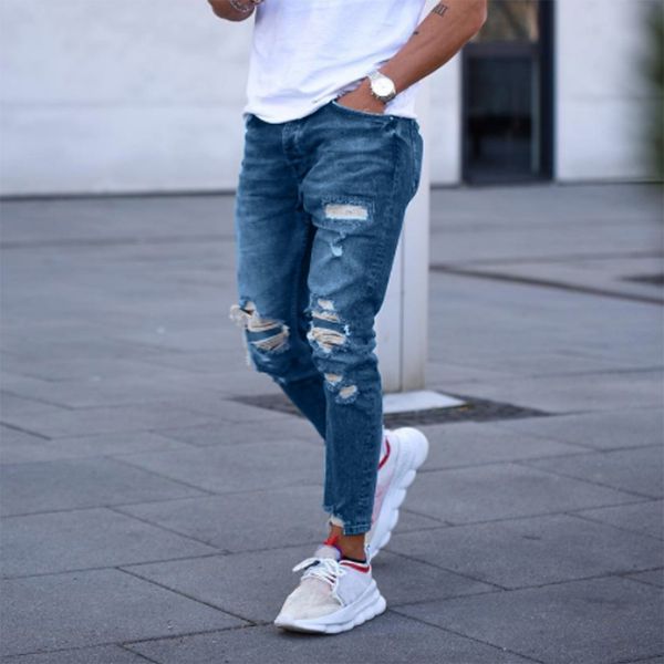 hip hop harem joggers men's fashion denim cotton jeans straight hole trouser distressed jeans long pant pantalones hombre #50, Blue
hip hop harem joggers men's fashion denim cotton jeans straight hole trouser distressed jeans long pant pantalones hombre #50, Blue