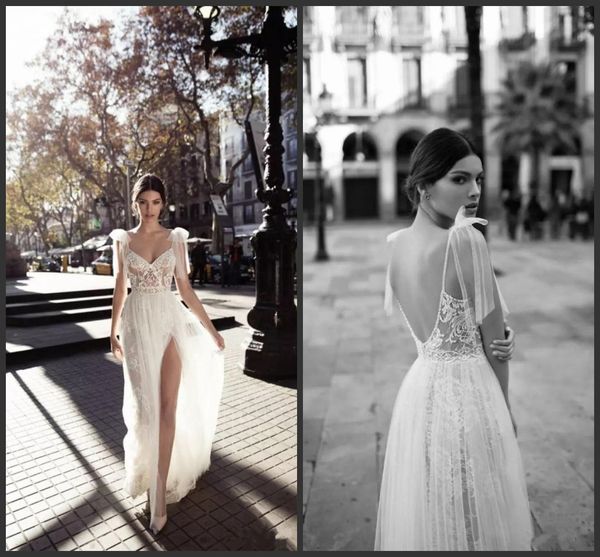 2019 new high slits wedding dresses backless bohemia spaghetti neckline lace appliqued bridal gowns plus size wedding dres, White
2019 new high slits wedding dresses backless bohemia spaghetti neckline lace appliqued bridal gowns plus size wedding dres, White