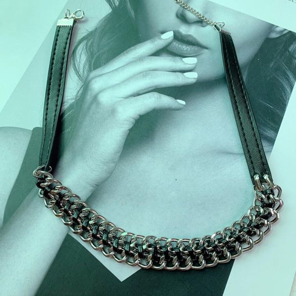 gothic punk rock necklace 2020 new metal chain pu leather necklaces goth couples accessories club choker cool, Silver
gothic punk rock necklace 2020 new metal chain pu leather necklaces goth couples accessories club choker cool, Silver