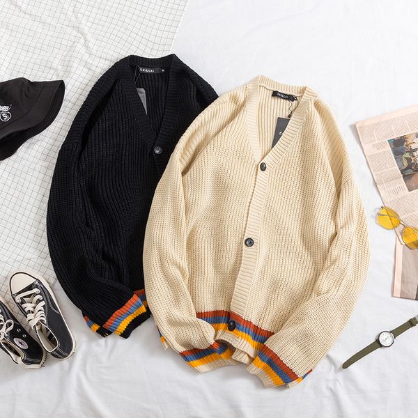cardigan men's sweater black loose casual erkek mont ugly christmas sweater harajuku pull homme men and women korean sweaters, White;black
cardigan men's sweater black loose casual erkek mont ugly christmas sweater harajuku pull homme men and women korean sweaters, White;black