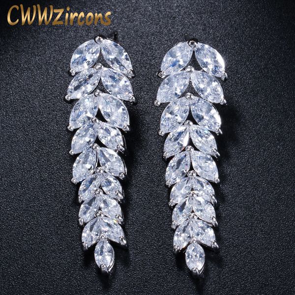 cwwzircons fashion 2019 summer style pendientes jewelry long dangling leaf austrian crystal drop earrings for women cz019, Silver
cwwzircons fashion 2019 summer style pendientes jewelry long dangling leaf austrian crystal drop earrings for women cz019, Silver
