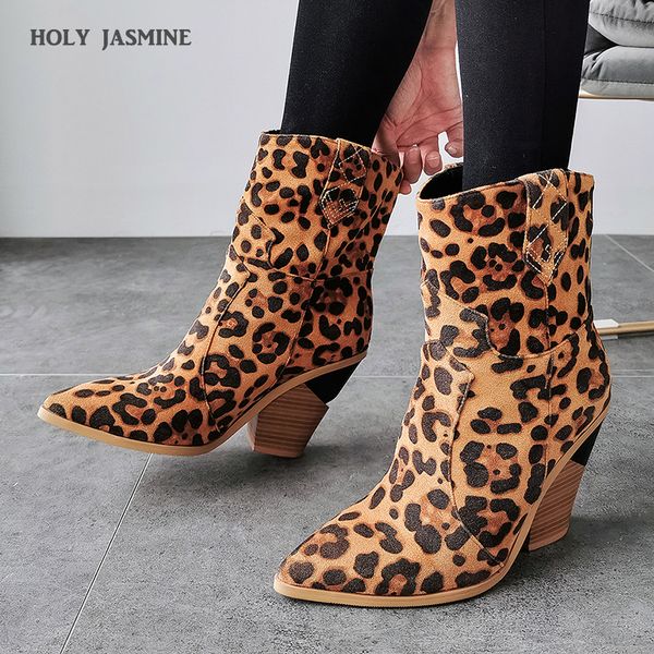 2019 winter autumn women's high heels ankle boots fashion leopard western cowboy boots brand designer shoes women platform, Black
2019 winter autumn women's high heels ankle boots fashion leopard western cowboy boots brand designer shoes women platform, Black