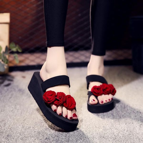 6 cm high heel women's bohemian flip flops sandals sponge cake with non-slip clip toe home slippers wear-resistant beach shoes, Black
6 cm high heel women's bohemian flip flops sandals sponge cake with non-slip clip toe home slippers wear-resistant beach shoes, Black