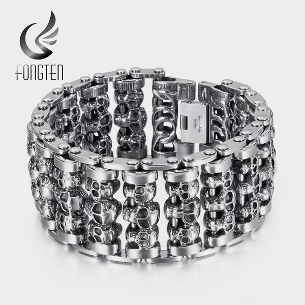 fongten wholesale wide skull stainless steel bracelets men metal biker viking charm large argent men bracelet bangle jewelry, Golden;silver
fongten wholesale wide skull stainless steel bracelets men metal biker viking charm large argent men bracelet bangle jewelry, Golden;silver