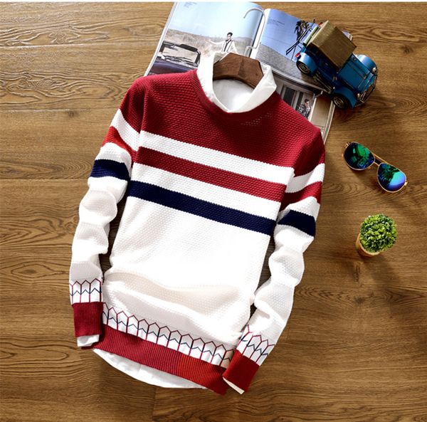mens winter stripped sweaters colors blue red black panelled pullover man slim casual sweaters ing, White;black
mens winter stripped sweaters colors blue red black panelled pullover man slim casual sweaters ing, White;black