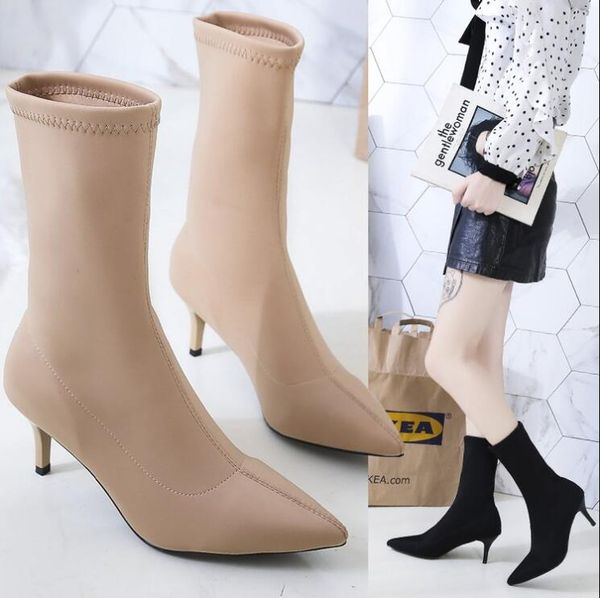 mid- calf boots women shoes woman boots high-heeled elastic socks booties 2019 autumn new elastic breathable x399, Black
mid- calf boots women shoes woman boots high-heeled elastic socks booties 2019 autumn new elastic breathable x399, Black