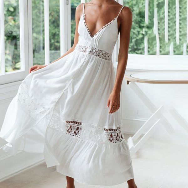 long beach dress women deep v-neck backless strap dress solid lace floral beachwear sundress bathing suit cover up swimwear 
long beach dress women deep v-neck backless strap dress solid lace floral beachwear sundress bathing suit cover up swimwear