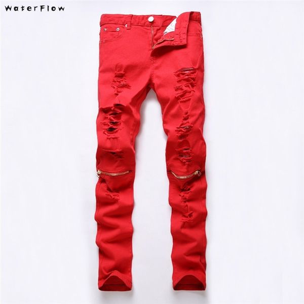 2019 new high street fashion knee zipper destroyed ragged hole male club denim fabric stretch trousers 5 colors jeans men's plus, Blue
2019 new high street fashion knee zipper destroyed ragged hole male club denim fabric stretch trousers 5 colors jeans men's plus, Blue