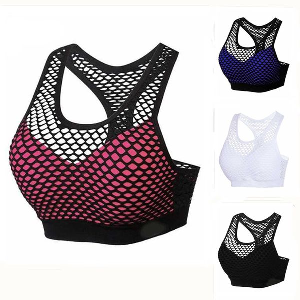 women mesh sports bra hollow out seamless fitness yoga bras gym padded running vest shockproof push up sport underwear, White;black
women mesh sports bra hollow out seamless fitness yoga bras gym padded running vest shockproof push up sport underwear, White;black