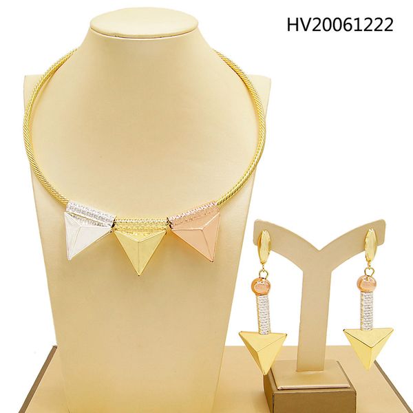 yulaili trendy brazil's gold jewelry sets for women wedding gifts tricolor triangle shape charm choker necklace earrings ing, Black
yulaili trendy brazil's gold jewelry sets for women wedding gifts tricolor triangle shape charm choker necklace earrings ing, Black