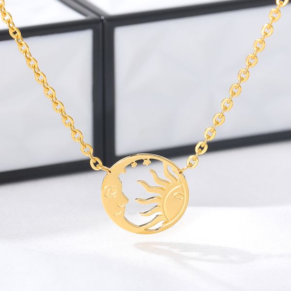 minimalist gold silver crescent moon sun pendent necklaces for women disc coin stainless steel star charm choker necklace bff
minimalist gold silver crescent moon sun pendent necklaces for women disc coin stainless steel star charm choker necklace bff