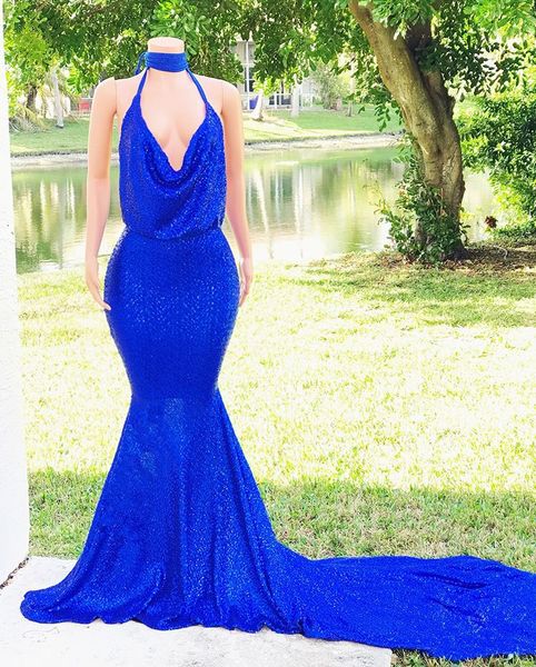 Royal-Blue Mermaid Sequins Prom Dresses Mermaid 2019 Halter Neck Formal Dresses Plus Size Party Gowns For Girl
Royal-Blue Mermaid Sequins Prom Dresses Mermaid 2019 Halter Neck Formal Dresses Plus Size Party Gowns For Girl