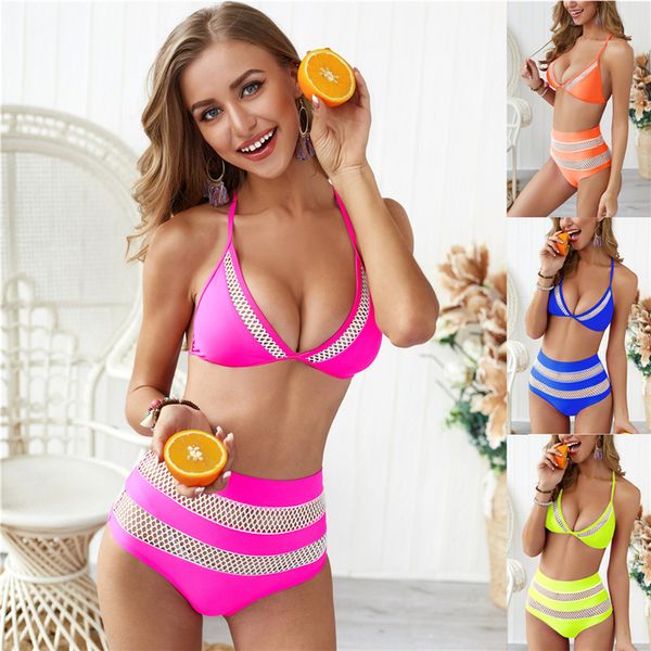 female high waist swimwear women two-pieces suits slim water sports wear female swimming equipment solid color mesh bikinis
female high waist swimwear women two-pieces suits slim water sports wear female swimming equipment solid color mesh bikinis