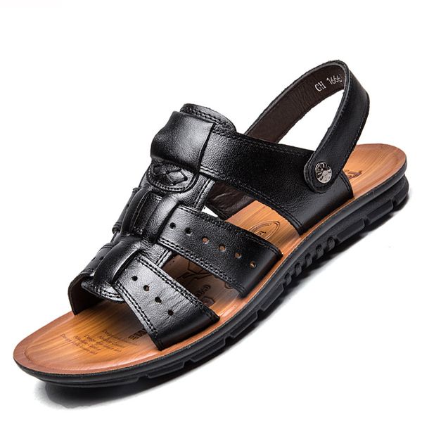 men sandals leather soft sole casual shoes comfortable outdoor beach sandals shoes summer men's moccasins slipper, Black 
men sandals leather soft sole casual shoes comfortable outdoor beach sandals shoes summer men's moccasins slipper, Black