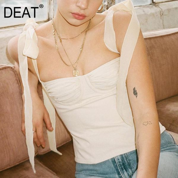 women's t-shirt deat solid color bow straps sleeveless short section bottoming woman casual versatile fashion 2021 summer tv334, White
women's t-shirt deat solid color bow straps sleeveless short section bottoming woman casual versatile fashion 2021 summer tv334, White