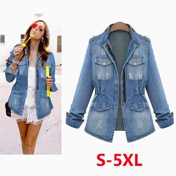 denim jackets women 2019 autumn fashion long sleeve jeans coat casual denim outwear plus size 5xl cortaviento mujer, Black;brown
denim jackets women 2019 autumn fashion long sleeve jeans coat casual denim outwear plus size 5xl cortaviento mujer, Black;brown
