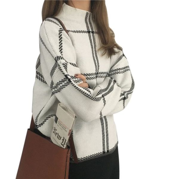 new fashion autumn winter women plaid print slim sweaters turtleneck long sleeve pullover bottom knitted sweater, White;black
new fashion autumn winter women plaid print slim sweaters turtleneck long sleeve pullover bottom knitted sweater, White;black