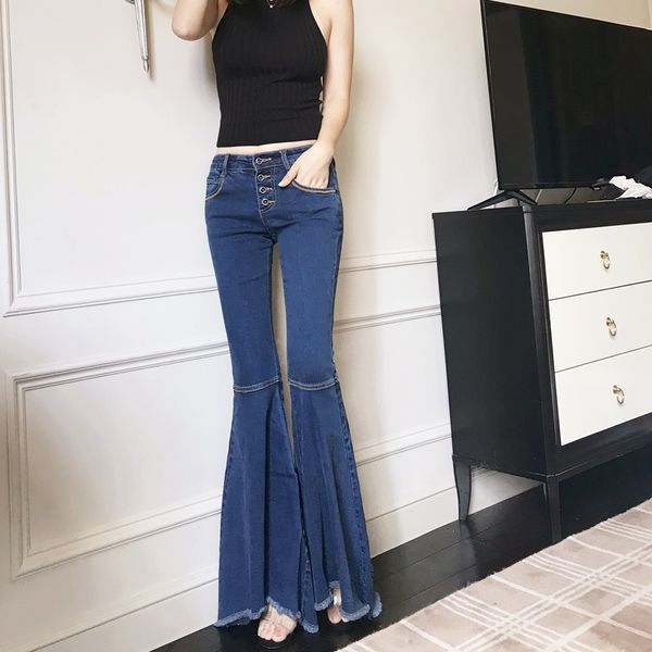 woman jeans skinny elastic flare pants korean style vintage solid patchwork single breasted office lady slim female long pants, Blue
woman jeans skinny elastic flare pants korean style vintage solid patchwork single breasted office lady slim female long pants, Blue