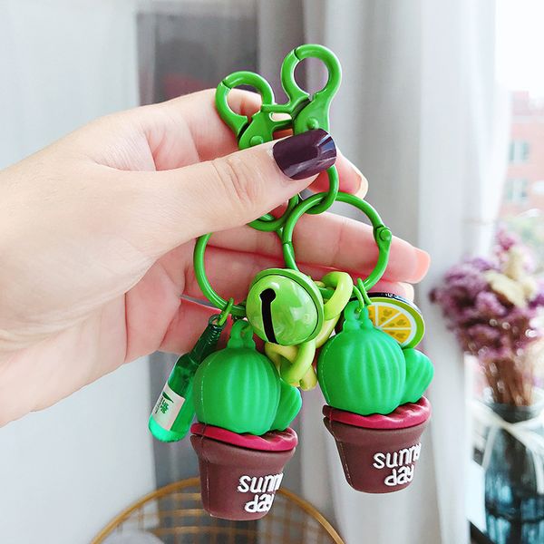 creative simulation mini plant potted cactus prickly pear silicone keychain keychain personality gift, Silver 
creative simulation mini plant potted cactus prickly pear silicone keychain keychain personality gift, Silver