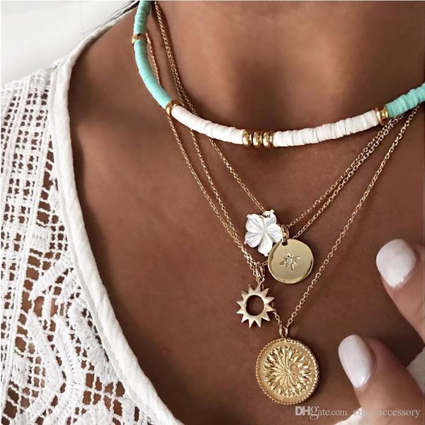 multi layer necklace circle strand choker white flower round disc with sun star design pendant gold color plated metal chain, Silver
multi layer necklace circle strand choker white flower round disc with sun star design pendant gold color plated metal chain, Silver