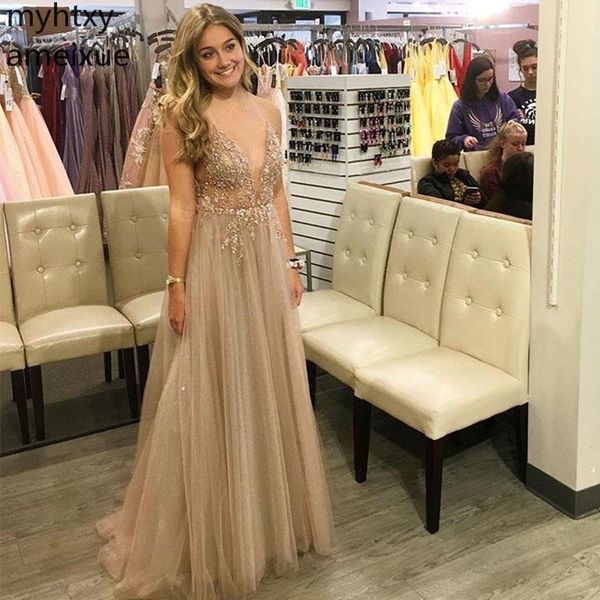 v-neck champagne 2019 prom dress illusion bodice formal party gowns appliques beaded elegant evening dress plus size, White;black
v-neck champagne 2019 prom dress illusion bodice formal party gowns appliques beaded elegant evening dress plus size, White;black