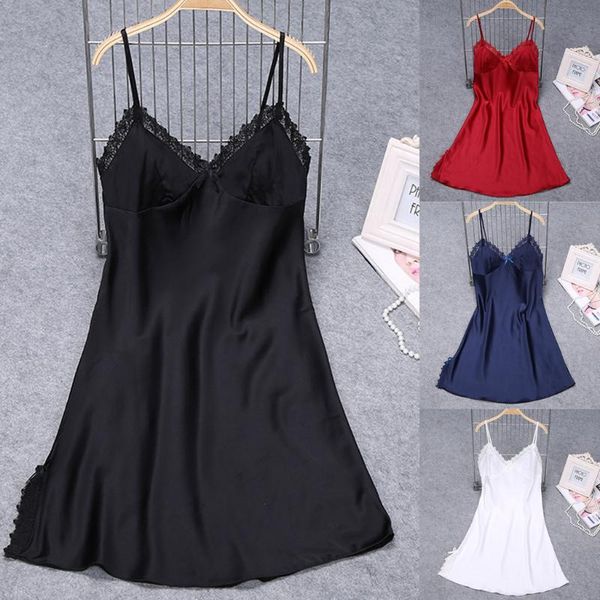 sleepwear nightgown women satin spaghetti strap night dress lace patchwork nightwear female party nightie sleep lounge, Black;red
sleepwear nightgown women satin spaghetti strap night dress lace patchwork nightwear female party nightie sleep lounge, Black;red