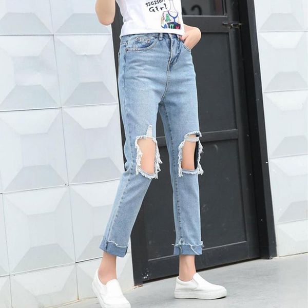 2020 woman's jeans elasticity ripped jeans women high street hole skinny denim femme light blue bleached pencil pant#g30 
2020 woman's jeans elasticity ripped jeans women high street hole skinny denim femme light blue bleached pencil pant#g30