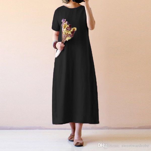 women vintage linen dress 2019 summer shirt casual dress short sleeve solid loose party beach vestidos black, Black;gray
women vintage linen dress 2019 summer shirt casual dress short sleeve solid loose party beach vestidos black, Black;gray