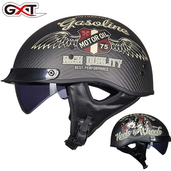 gxt carbon fiber half helmet vintage men's motorcycle helmet retro women's scooter punk skull style moto casco dot casque
gxt carbon fiber half helmet vintage men's motorcycle helmet retro women's scooter punk skull style moto casco dot casque
