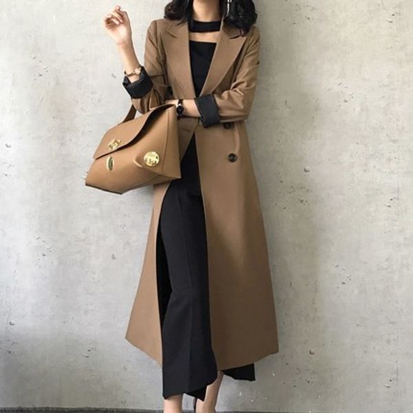 new fashion 2020 spring loose coat women long double breasted casual female autumn european windbreaker lx1419, Tan;black
new fashion 2020 spring loose coat women long double breasted casual female autumn european windbreaker lx1419, Tan;black