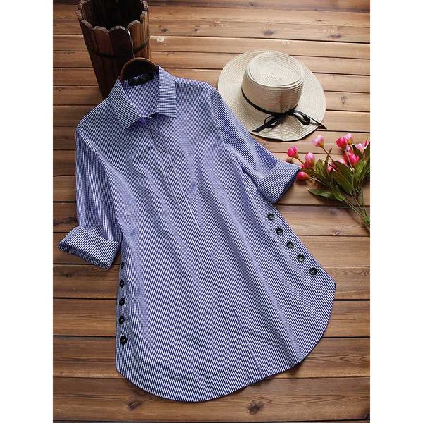 women's blouses & shirts plus size 5xl casual long sleeve women blouse 2021 striped streetwear autumn blusas side button female sj291v, White
women's blouses & shirts plus size 5xl casual long sleeve women blouse 2021 striped streetwear autumn blusas side button female sj291v, White