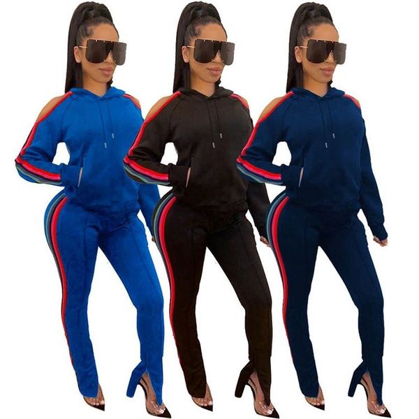 womens tracksuit set loose shoulder solid side stripe hooded sports outfits conjunto moletom women clothing two piece set, White
womens tracksuit set loose shoulder solid side stripe hooded sports outfits conjunto moletom women clothing two piece set, White