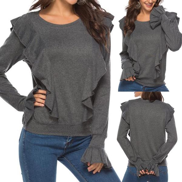 casual women solid color o neck long flared sleeve ruffled cotton loose blouse, White;black
casual women solid color o neck long flared sleeve ruffled cotton loose blouse, White;black