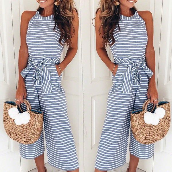 new fashion summer fashion overalls women strip o neck sleeveless long rompers elegant belt bow loose party jumsuit, Black;white
new fashion summer fashion overalls women strip o neck sleeveless long rompers elegant belt bow loose party jumsuit, Black;white