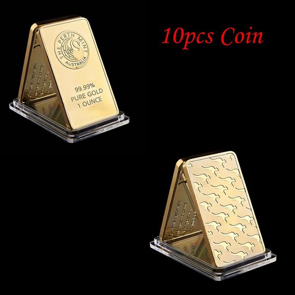 

Free Shipping 10pcs/lot Australian Perth Mint 1oz Gold Plated 24K Gold Bar High Quality Collectibles Gifts Crafts