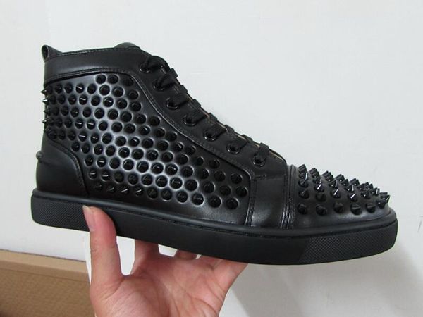 2018 luxury red bottom shoes high studded spikes casual flats for mens and women party designer sneakers leather qaulity c13, Black
2018 luxury red bottom shoes high studded spikes casual flats for mens and women party designer sneakers leather qaulity c13, Black