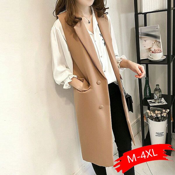 2019 spring autumn long fund sleeveless suit vest women thin waistcoat plus size simple vest female loose gilet femme, Black;white
2019 spring autumn long fund sleeveless suit vest women thin waistcoat plus size simple vest female loose gilet femme, Black;white