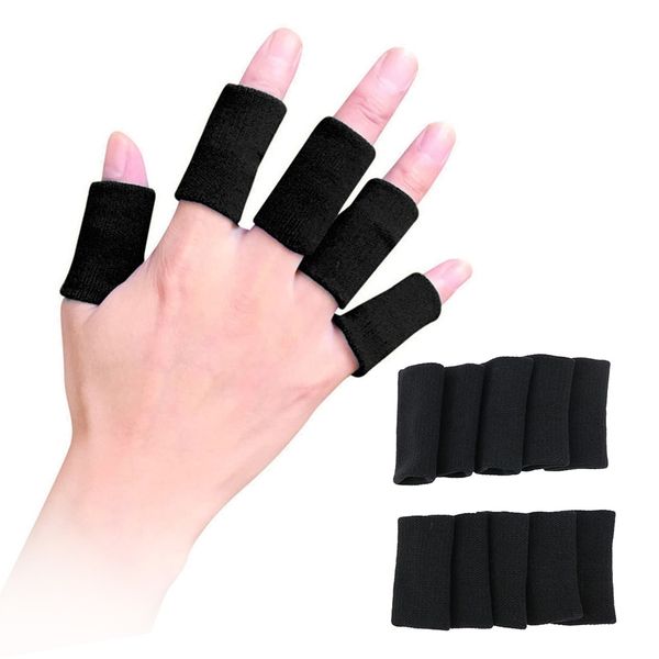# 10pcs stretchy sports finger sleeves arthritis support finger guard outdoor basketball volleyball protection, Black;red
# 10pcs stretchy sports finger sleeves arthritis support finger guard outdoor basketball volleyball protection, Black;red