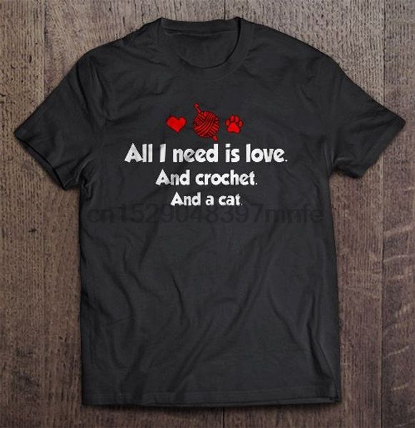 мужская футболка все, что мне нужно, это любовь и вязание крючком и кошка женская футболка, White;black 
мужская футболка все, что мне нужно, это любовь и вязание крючком и кошка женская футболка, White;black