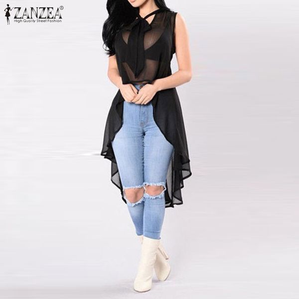 see-through summer sleeveless transparent shirt zanzea women v neck chiffon blouse irregular hem blusas black tanks top, White
see-through summer sleeveless transparent shirt zanzea women v neck chiffon blouse irregular hem blusas black tanks top, White