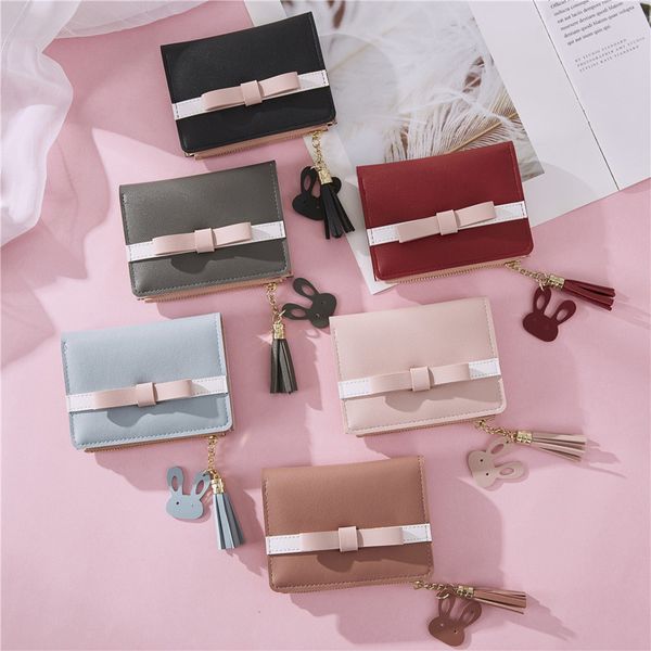 short purse female wallet 2019 women candy color bow tassel student coin purse women small wallet candy color, Red;black
short purse female wallet 2019 women candy color bow tassel student coin purse women small wallet candy color, Red;black