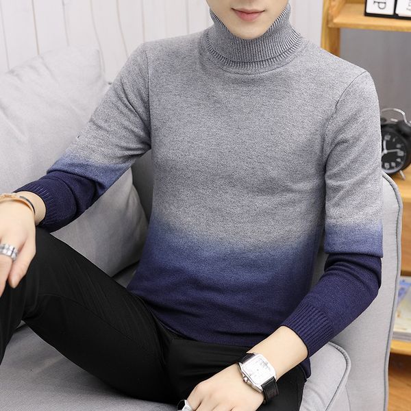 vogue winter men sweater nice men turtleneck gradient casual sweaters slim fit vogue knitted pullovers sweter, White;black
vogue winter men sweater nice men turtleneck gradient casual sweaters slim fit vogue knitted pullovers sweter, White;black
