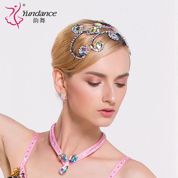 modern dance headdress national head flower latin competition diamond accessories h-12, Black;red