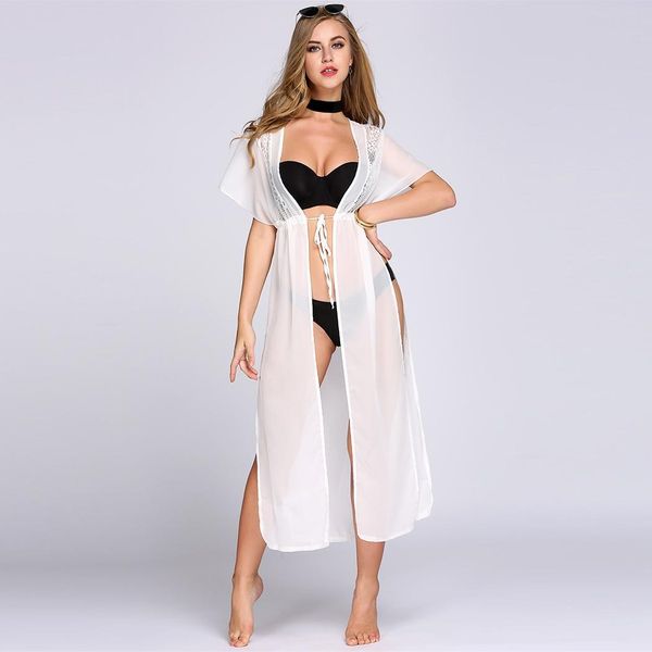 short sleeve back lace hollow out women bikini cover up split beach casual, patchwork cardigan loose summer, Blue;gray
short sleeve back lace hollow out women bikini cover up split beach casual, patchwork cardigan loose summer, Blue;gray