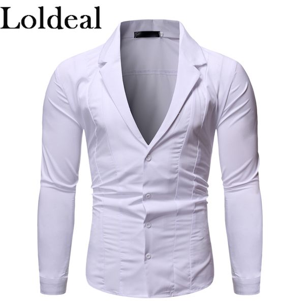 men's casual shirts loldeal men wild color collar long-sleeved shirt, White;black
men's casual shirts loldeal men wild color collar long-sleeved shirt, White;black