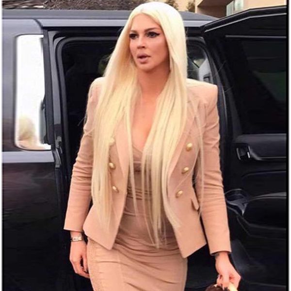 new stylish 2019 classic designer blazer women's double breasted metal lion buttons blazer jacket outer wear khaki, White;black
new stylish 2019 classic designer blazer women's double breasted metal lion buttons blazer jacket outer wear khaki, White;black